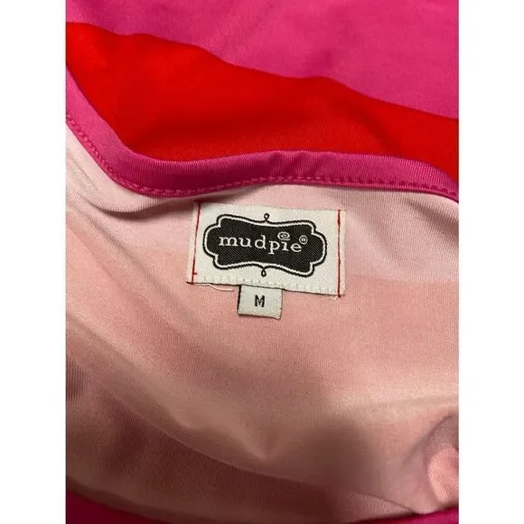 Mud Pie Red & Pink Stripe 3/4 Sleeve Crew Neck Dress Size Medium NWOT - Picture 6 of 8